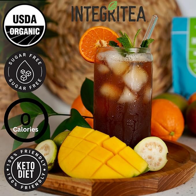 IntegriTEA Bluegrass Breeze Hot or Cold Brew Organic Black Tea Bags Infused with Guava Passion Fruit Mango- 6-Bags Unsweetened Tea Pack Makes 6 Gallons - Bloomnest