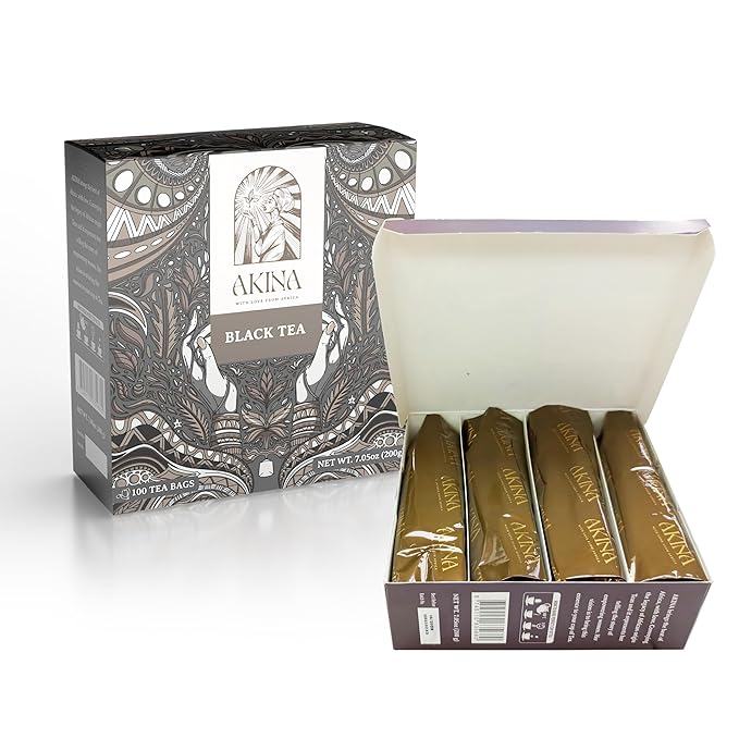 Akina Single-Origin Regular Black Tea Bags | 100% Naturally Flavored, Kenyan Origin, Gourmet Tea, Hot Beverage (100 String & Tag Bags, 200g) - Bloomnest