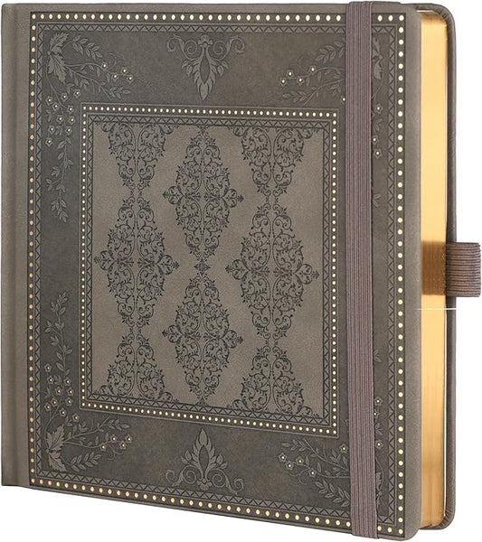 TIEFOSSI Dotted Journal Notebook, Dot Grid Notebook for Women Men, Hardcover PU Leather Journal, 160 GSM Thick Paper, 160 Numbered Pages with Gold Edges, 8 x 8 Square Diary - Bloomnest