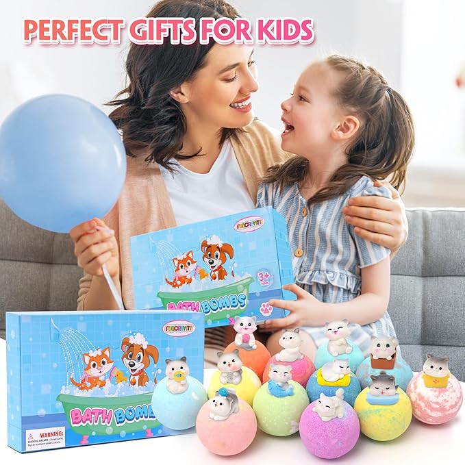 Bath Bombs for Kids with Surprise Inside Kids Bath Bombs with Toys for Boys Girls Handmade Fizzy Balls Bubble Bath Bomb Gift Set for Christmas New Year - Bloomnest
