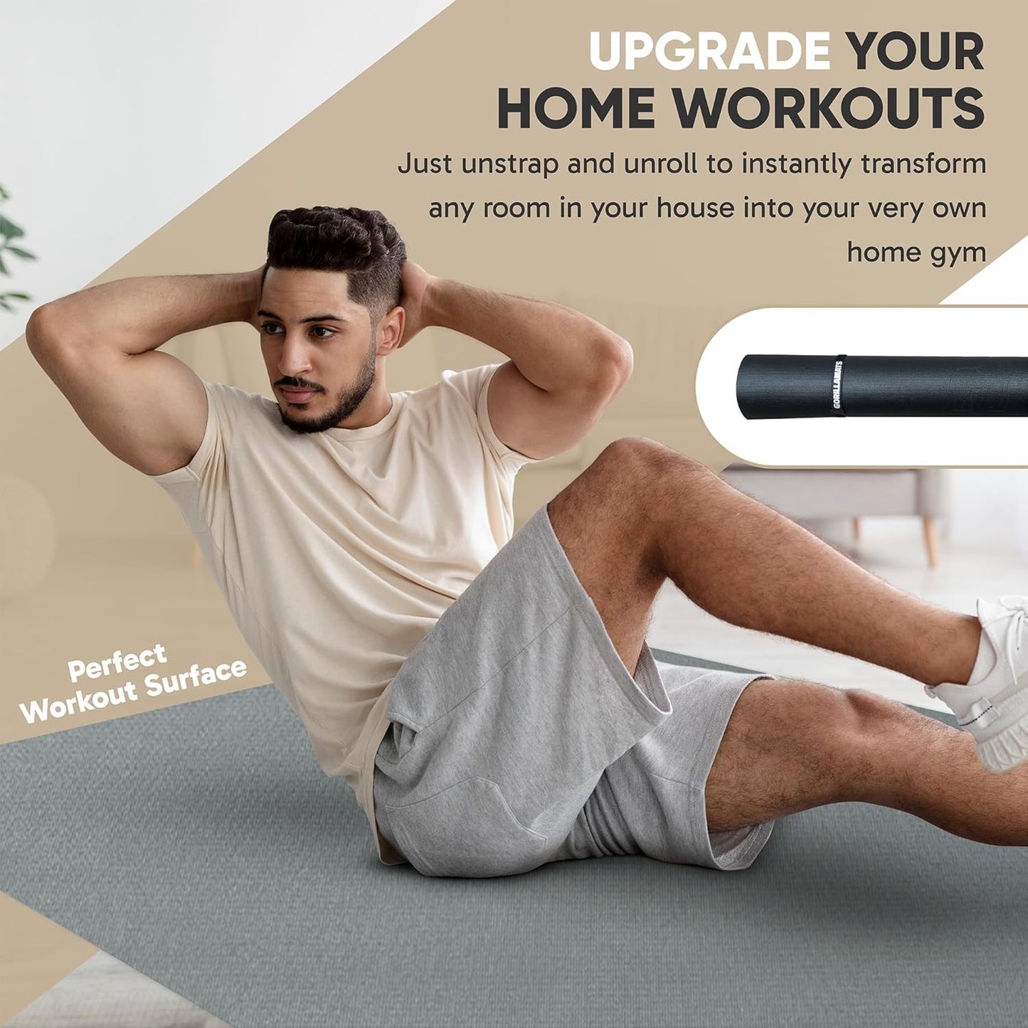 Gorilla Mats Premium Large Exercise Mat – 7' x 5' x 1/4" Ultra Durable, Non-Slip, Workout Mat for Instant Home Gym Flooring – Works Great on Any Floor Type or Carpet – Use With or Without Shoes