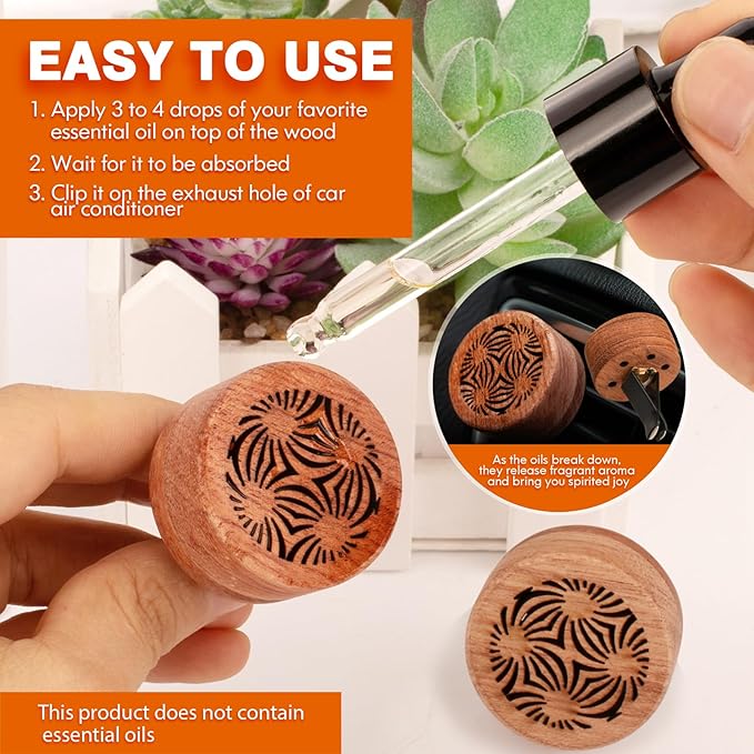 Essential Oil Car Diffuser, 2 PCS Car Aromatherapy Wood Diffuser with Vent Clip - Bloomnest