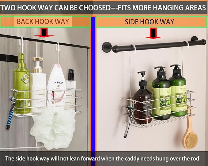Shower Caddy Hanging Shower Rack SUS304 Stainless Steel Hanging Shower Orangizer with Hooks Over The Door, Shampoo Basket Storage (Single-Layer) - Bloomnest