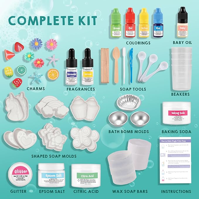 Klever Kits Bath Bomb, Soap Making Kit for Kids, 2-in-1 Spa Science Kits, DIY Make Your Own Bath Bombs & Soap, Spa Kit for Kids, Gifts Toys for Toddler Kid, Birthday Present - Bloomnest
