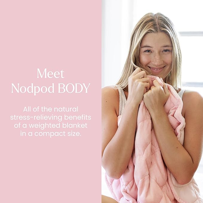 Nodpod Weighted Blanket & Sleep Mask Bundle – Ultra-Soft Body Blanket with Glass Beads + Light-Blocking Eye Mask – Relaxation, Comfort, Travel & Better Sleep - Blush Pink - Bloomnest