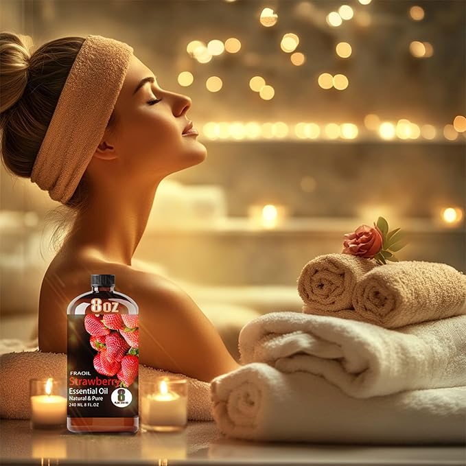 Strawberry Essential Oil, Strawberry Oil 8 Fl Oz 240ML for Diffuser Humidifier Yoga Cleaning DIY Candle Soap Making Perfume Gift for Women Essential Oils - Bloomnest