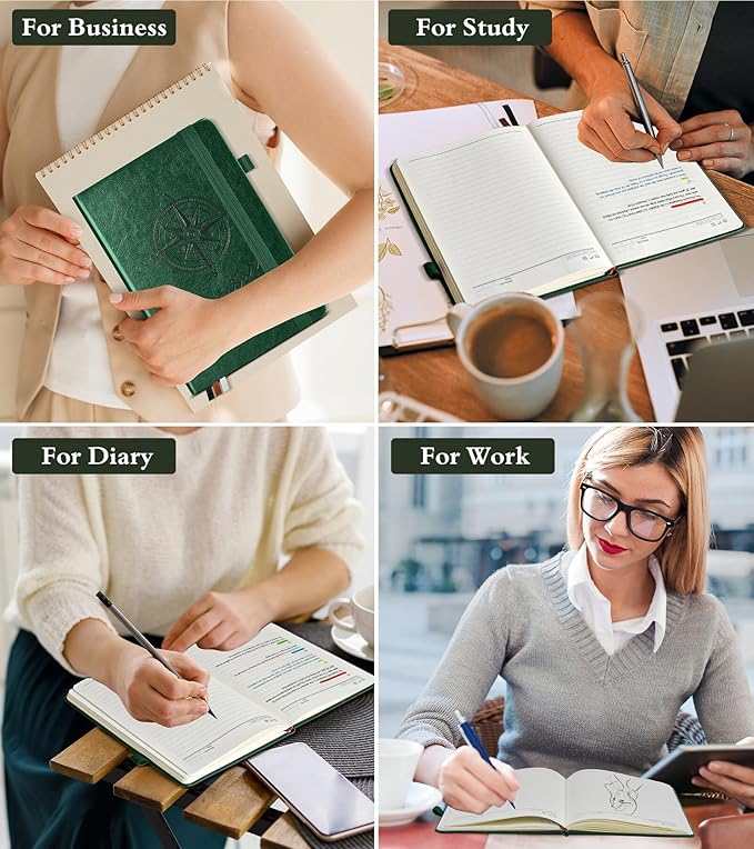 Lined Journal Notebook for Women Men, 160 Pages, A5 Hardcover Vintage Leather Journaling Notebooks for Work, School, Note Taking, Travel, Bible Study, Daily Diary for Writing 5.8"x8.5" (Green) - Bloomnest