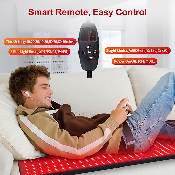 Full Body Red Light Therapy Mat, Large Size Red Light Therapy for Body 660 & 850nm Dual Wavelength Red Light Blanket, Birthday Christmas Gifts for Women Men Mom Dad Father Lover Active Black