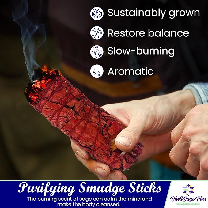 Sage Smudge Kit for Cleansing Negative Energy and Cleansing Home Sinuata, Dragon Blood, Cinnamon and Triple Flower Dried - 4'' Long Pack of 4 White California Sage Sticks - Bloomnest
