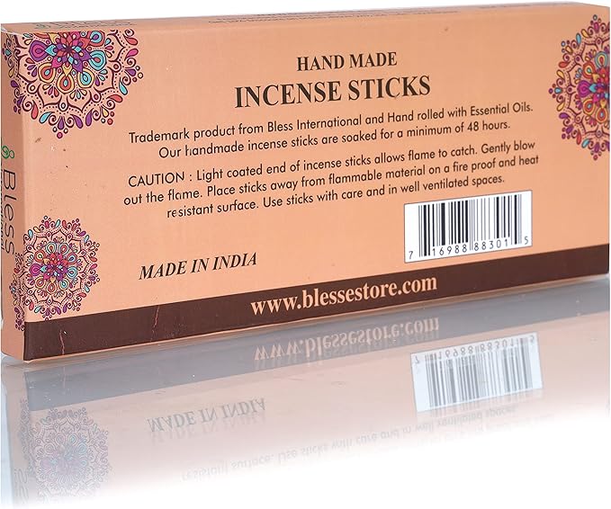 Bless-Frankincense-and-Myrrh 100%-Natural-Handmade-Hand-Dipped-Incense-Sticks Organic-Chemicals-Charcoal-Free Purification-Relaxation-Positivity-Yoga-Meditation Best-Woods-Scent (100 Sticks (5.25 OZ)) BlessInternational