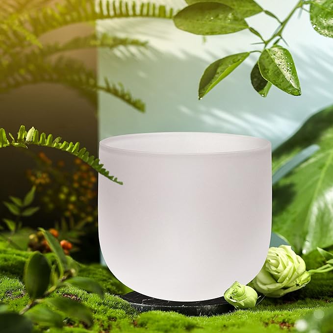 TOPFUND 10" 432Hz C Note Crystal Singing Bowl Root Chakra with Heavy Duty Carrying Case and Suede Mallet