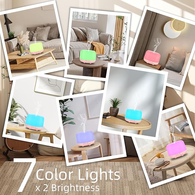 300ML Aromatherapy Essential Oil Diffuser with Remote Control, 7 LED Color Changing Light, for Bedroom Home Large Room - Bloomnest