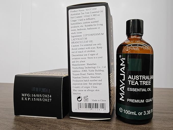 Australian Tea Tree Essential Oil, MAYJAM Pure Essential Oils for Diffusers, 3.38FL.OZ/100ML Large Volume Australian Tea Tree Oil with Premium Glass Dropper - Bloomnest
