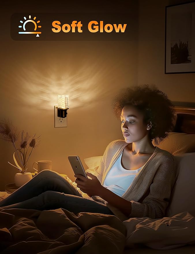 JandCase LED Night Light, Dimmable Night Lights Plug into Wall, Modern Nightlight with Auto On Off Light Sensor, 3000K Soft White Night Light 0-100LM Brightness for Bathroom Hallway Bedroom Decor - Bloomnest