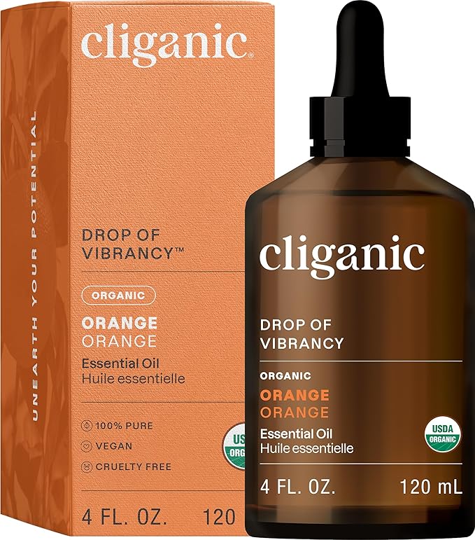 Cliganic Organic Sweet Orange Essential Oil, 4oz - 100% Pure Natural for Aromatherapy Diffuser | Non-GMO Verified Cliganic