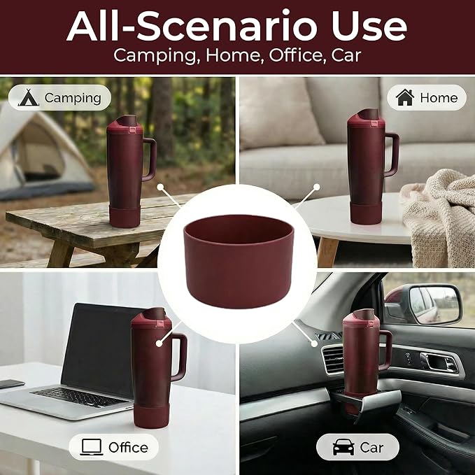 2PCS Silicone Boot for Black Cherry Owala 30oz & 40oz FreeSip Sway Bottles & Tumblers, Anti-Slip Protective Sleeve Bloomnest
