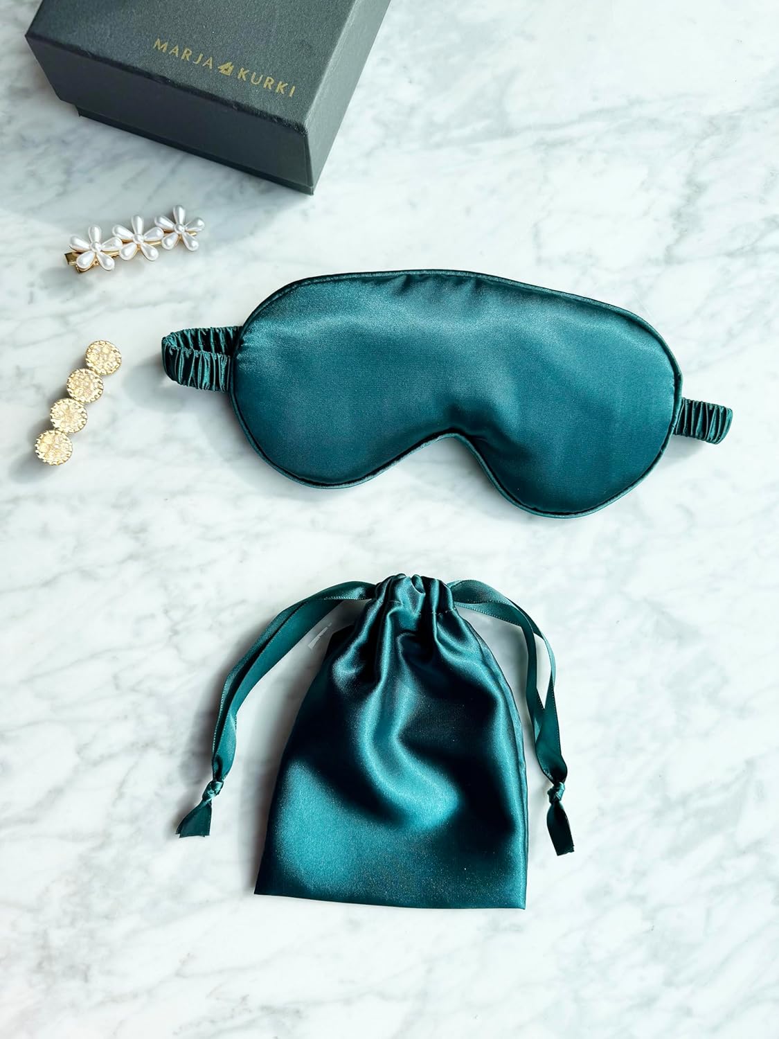 Silk Eye Mask for Sleeping - Satin Eye Cover with Silk Storage Bag Green