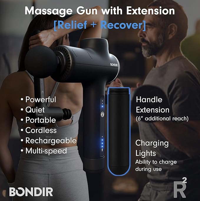 R2 Massage Gun - Percussion Deep Tissue Back Massager with Extension Handle - Bloomnest