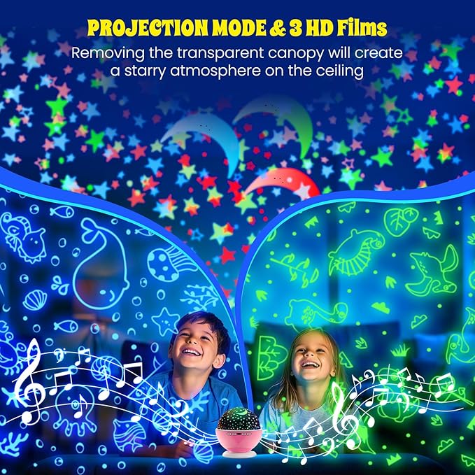 Kids Star Night Light, Night Light Projector,Nebula Star Projector 360 Degree Rotation - 6 LED Bulbs 18 Light Color Changing with USB Cable, Romantic Gifts for Men Women Children (Pink) - Bloomnest