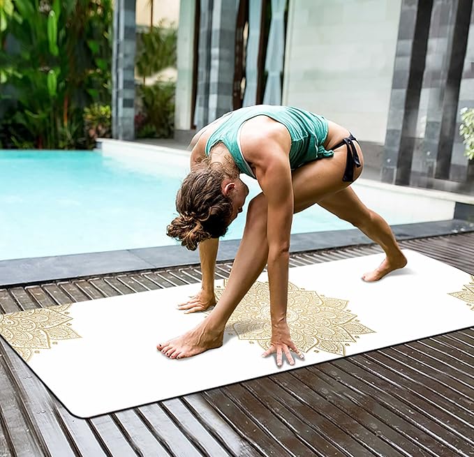 nuveti Yoga Mat Print Extra Thick TPE Non Slip Fitness Exercise Mat with Carrying Bag,72"x24" Extra Thick 6MM Exercise & Workout Mat for Yoga, Pilates Fitness and Floor Exercises - Bloomnest
