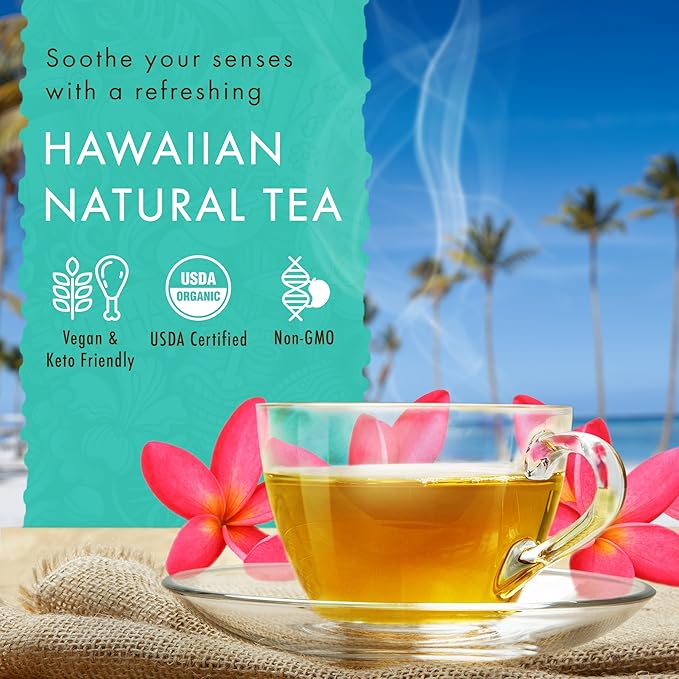 Hawaiian Natural Tea Organic Mamaki Jasmine Green Tea Blend - Antioxidant-Rich, Calming, Wellness Tea for Bedtime & Stress - Gift for Tea Lovers - 60 Tea Bags - Bloomnest