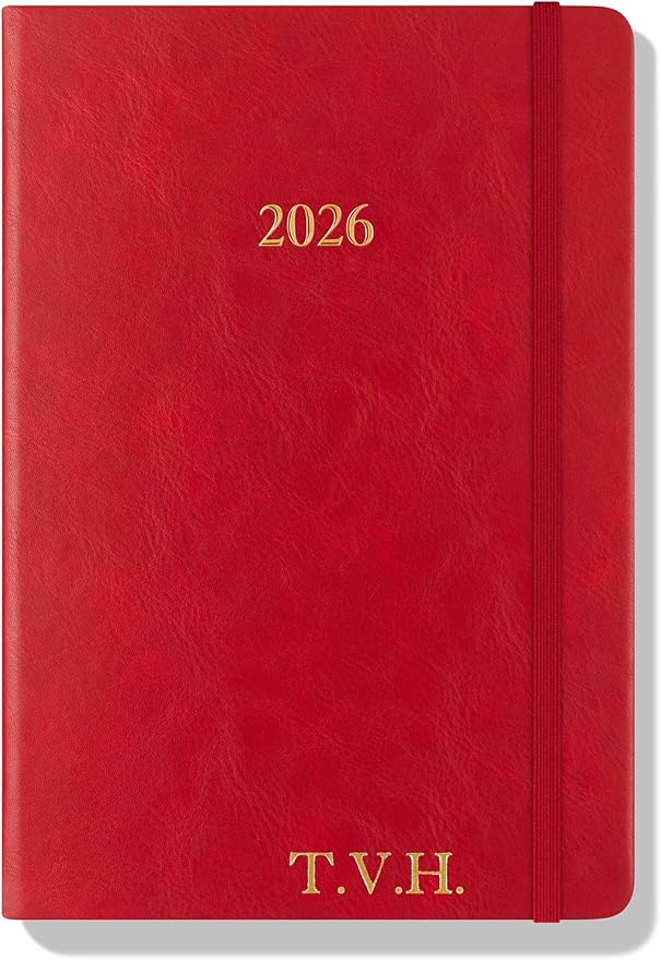 Wykeham's Executive 2026 Daily Journal Planner – US Public Holidays & Format – Customization Available (Personalized Crimson, 8.5"×5.5") - Bloomnest