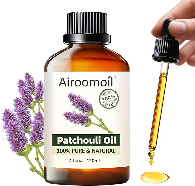 100% Pure Patchouli Essential Oil, 4 fl oz | for Diffusers, DIY Perfume, Soap Making, Aromatherapy, Skin Use, Blending & Scent Customization, Long-Lasting Aromatherapy for Home Airoomoil