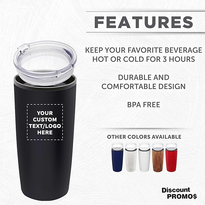 Custom Plastic Tumblers 20 oz Set of 6/12/24 Personalized Bulk Pack with Lids, Ice Coffee Tumbler, To Go Cup Insulated - Black - Bloomnest