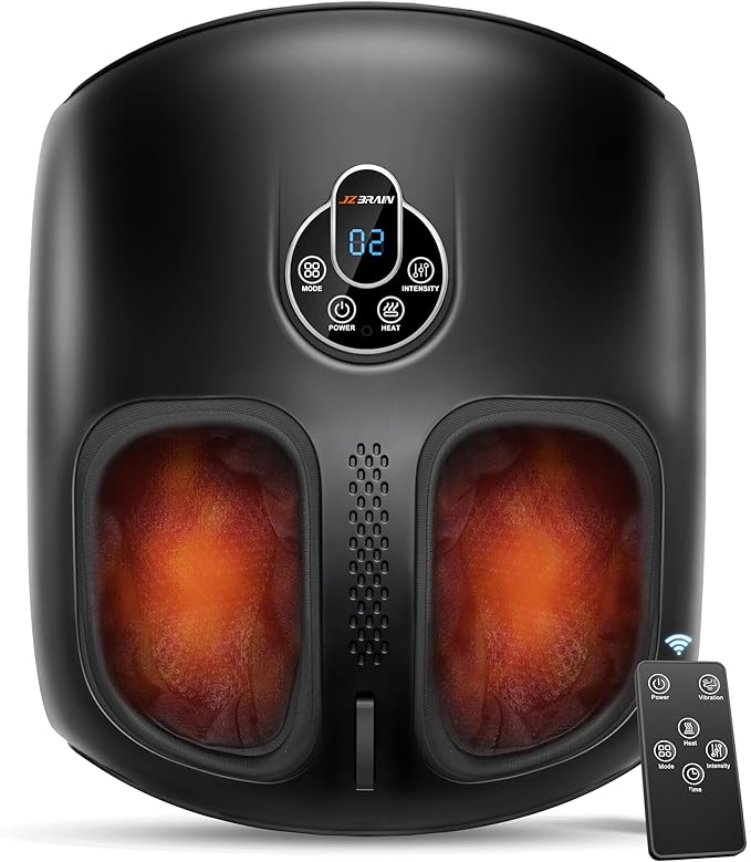 Shiatsu Foot Massager Machine with Heat : Deep Kneading Foot Massager with Vibration & Compression for Plantar Fasciitis & Neuropathy - for Women & Men,Relax for Home Office Use (Black) - Bloomnest
