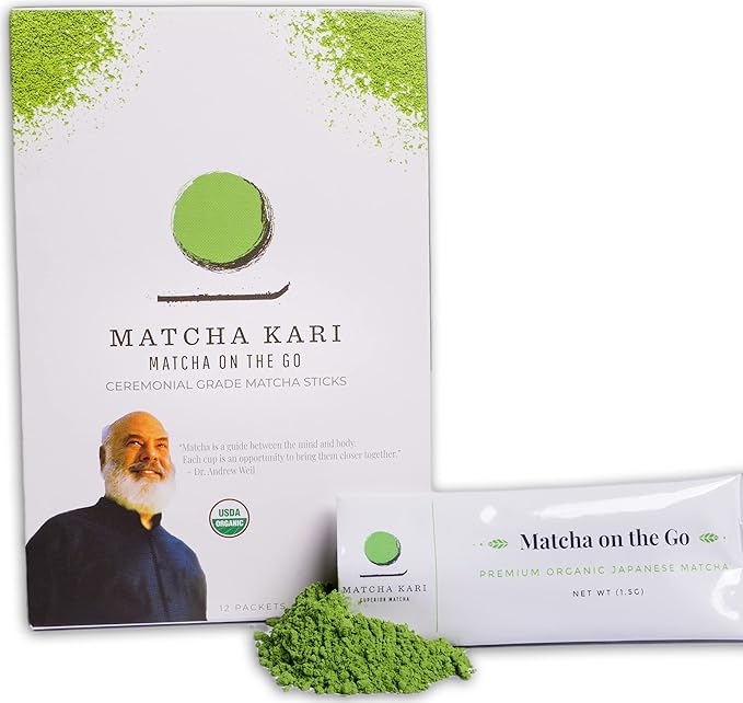 Matcha Green Tea Powder Single Serving Sticks, Dr. Weil's Ceremonial Organic Matcha Powder Singles Packets - Individual Matcha Tea Packets (12) - Bloomnest
