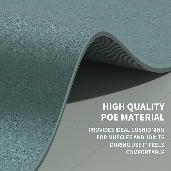 Large Yoga Mat (6'x 4') - Extra Long and Wide 72 x 48 inches, Non-Slip POE Fitness Mat, Eco-Friendly, Thick Wide Exercise Mat for Home Workouts,Ideal for Yoga and Pilates.