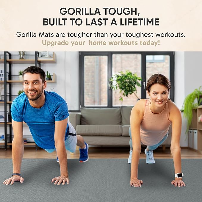 Gorilla Mats Premium Large Exercise Mat – 6' x 4' x 1/4" Ultra Durable, Non-Slip, Workout Mat for Instant Home Gym Flooring – Works Great on Any Floor Type or Carpet – Use With or Without Shoes - Bloomnest