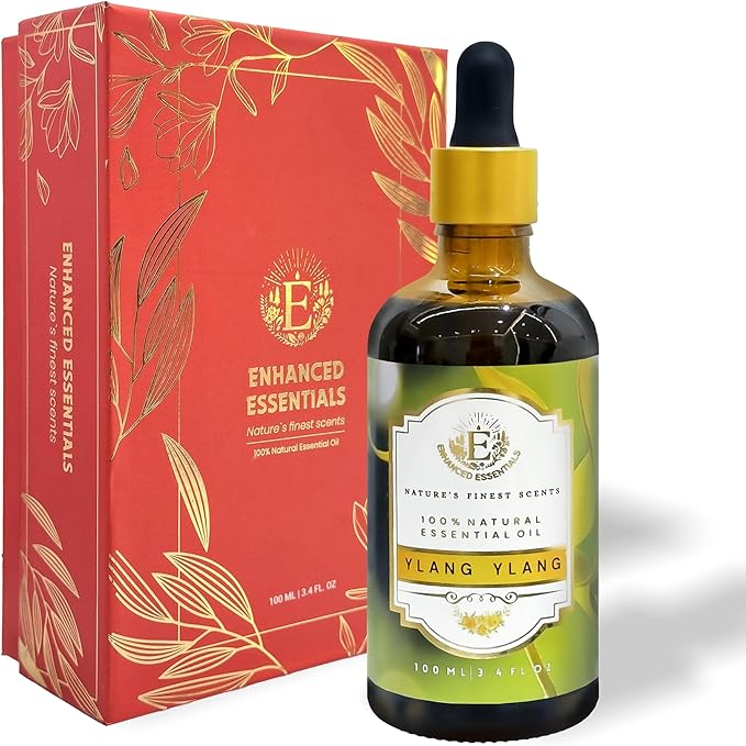 Luxurious YLANG YLANG Essential Oil by Enhanced Essentials|Slow Distilled & Pure| for Home,Diffusers,Skin Care,Aromatherapy,Bath, Massage,Perfume,Gifting,Soap and Candle Making|3.38 Fl Oz (100 ml) - Bloomnest