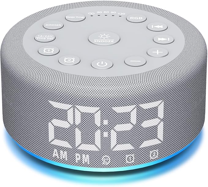 Sound Machine Alarm Clock Brown Noise White Noise Machine Night Light with Dual Alarms Backup Battery 30 Sleeping Sounds for Baby Kids Adults 32 Level Volume 5 Timers 15 Wake Up Sounds Memory Function - Bloomnest