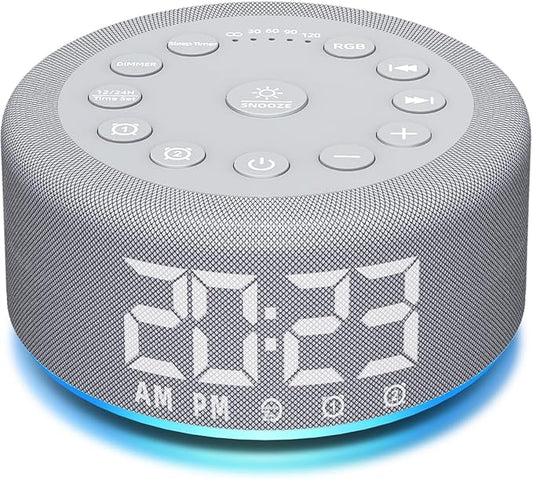 Sound Machine Alarm Clock Brown Noise White Noise Machine Night Light with Dual Alarms Backup Battery 30 Sleeping Sounds for Baby Kids Adults 32 Level Volume 5 Timers 15 Wake Up Sounds Memory Function - Bloomnest