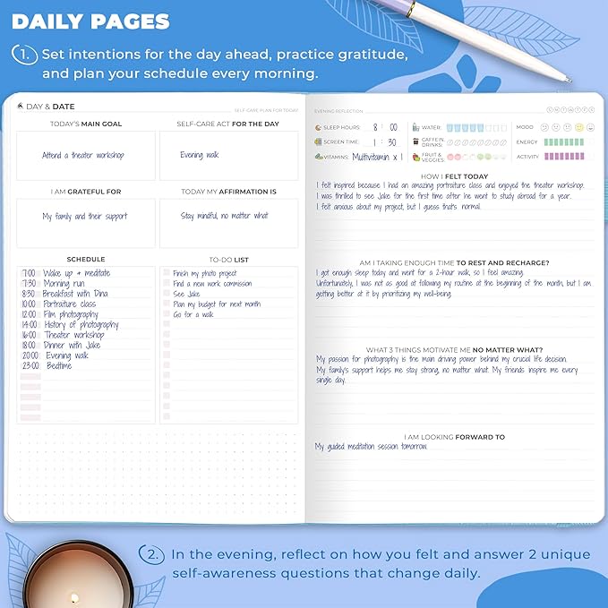 Clever Fox Self-Care Journal – Wellness & Daily Reflection Notebook – Mental Health & Personal Development – Self-Care, Meditation & Mood Journal for Women & Men – Large (Periwinkle) - Bloomnest