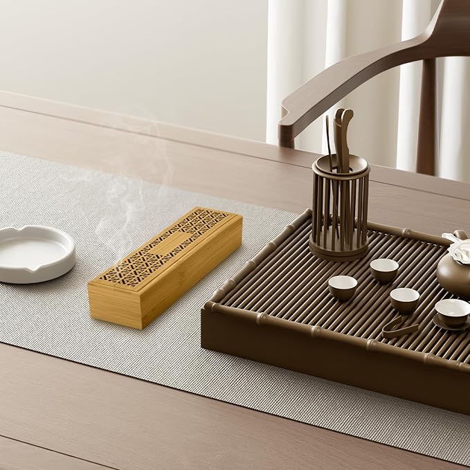 Wooden Incense Holder Burner with Storage - Incense Stick Holder & Ash Catcher for Meditation, Yoga, Bedroom, Study, Office - Exquisite Incense Burner for Home Decor - Bloomnest