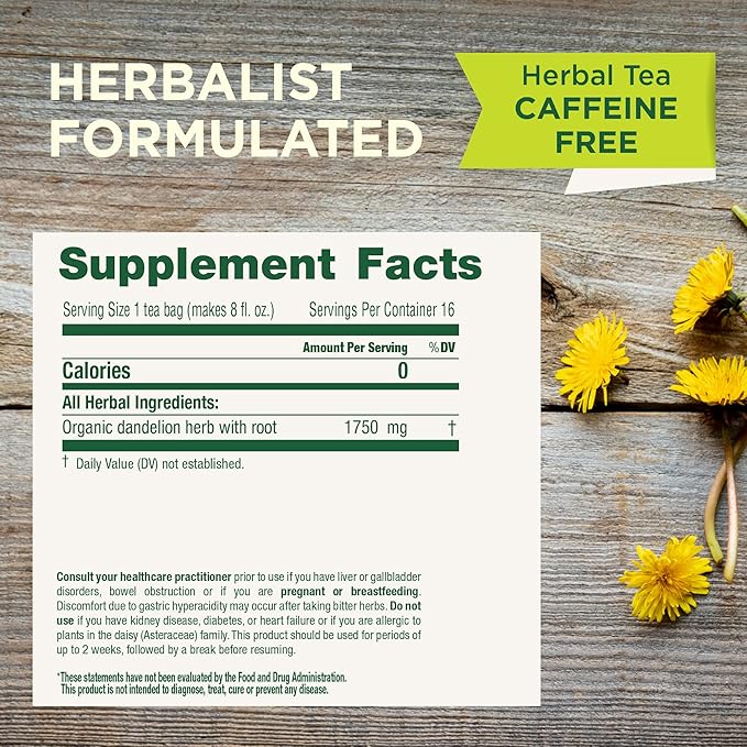 Traditional Medicinals Tea, Organic Dandelion Leaf & Root, Supports Kidney Function & Healthy Digestion, 48 Tea Bags (3 Pack) - Bloomnest