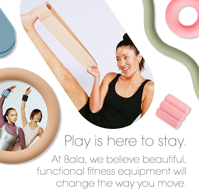 Bala Booty Bands Resistance Bands for Women & Men - Elastic Exercise Bands for Working Out - Wrist, Ankle, Legs & Booty Bands - Workout Resistance Bands for Yoga, Pilates, Strength Training - Bloomnest