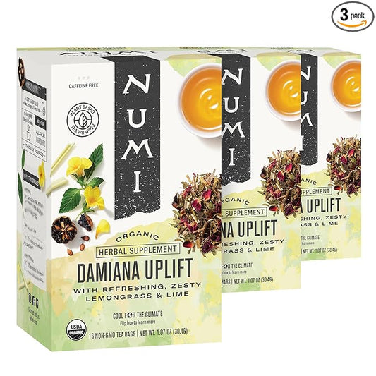 Numi Organic Damiana Uplift Herbal Tea – 48 Herbal Tea Bags – Energizing Blend for Mood Support Vitality & Daily Wellness - Bloomnest