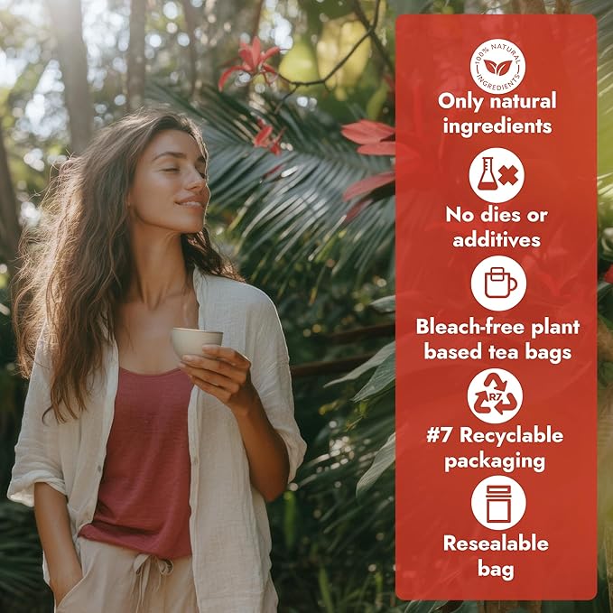 Vital Bloom Pure Cinnamon Tea, warm, spicy flavor, 100% Natural, Caffein Free, Hot or Cold Brew Herbal Tea, Bleach Free Tea Bags, Non GMO (Free Bamboo Tongs included) - Bloomnest