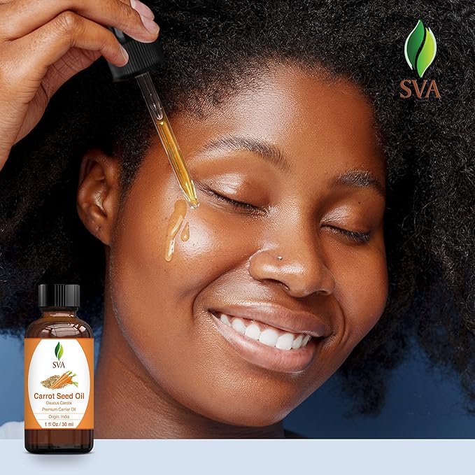 SVA Carrot Seed Oil - 1 Fl Oz – 100% Natural Cold Pressed Carrot Oil - for Face, Skin Care, Hair Care, Scalp Massage & Body Massage – Carrier Oil with Dropper - Bloomnest