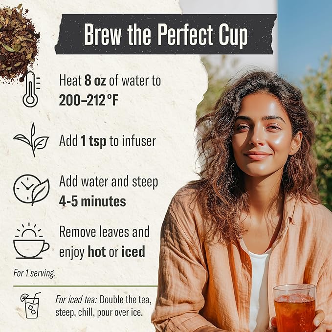 Numi Organic Rooibos Chai Tea Loose Leaf, Caffeine-Free Chai Tea with Spices, 16 oz Bulk Pouch, Herbal Tea, Smooth Bold Flavor Brews 200 Cups - Bloomnest