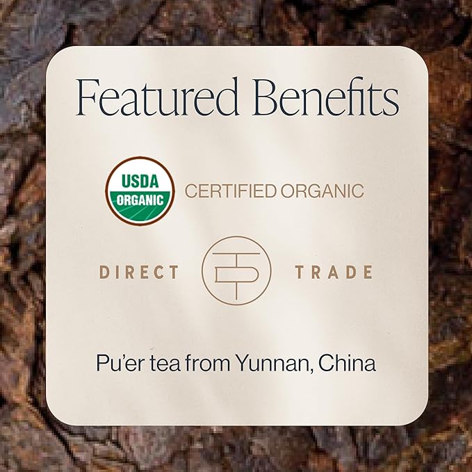 Rishi Tea Ancient Pu'er Tuo Cha Herbal Tea - Organic Direct Trade Loose Leaf, Medium Caffeine Aged Ripe Pu-erh for Digestion Support - 16 Ounces, 60+ Servings - Bloomnest