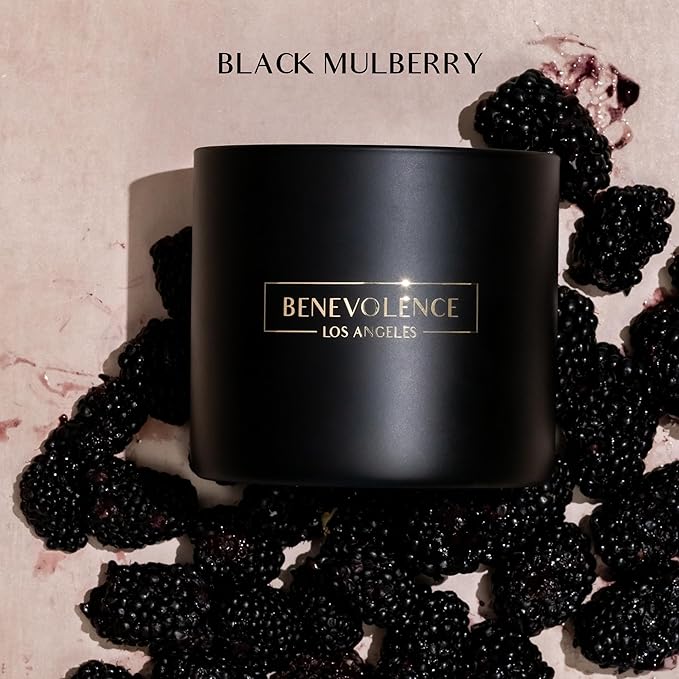 Benevolence LA 3 Wick Candle, Black Berries (Baies) Large Christmas Scented Candles | Soy Holiday Candle for Women and Men | Home Fragrance | Aromatherapy | Bathroom Freshener 14.5 Oz, 45 Hour Burn - Bloomnest