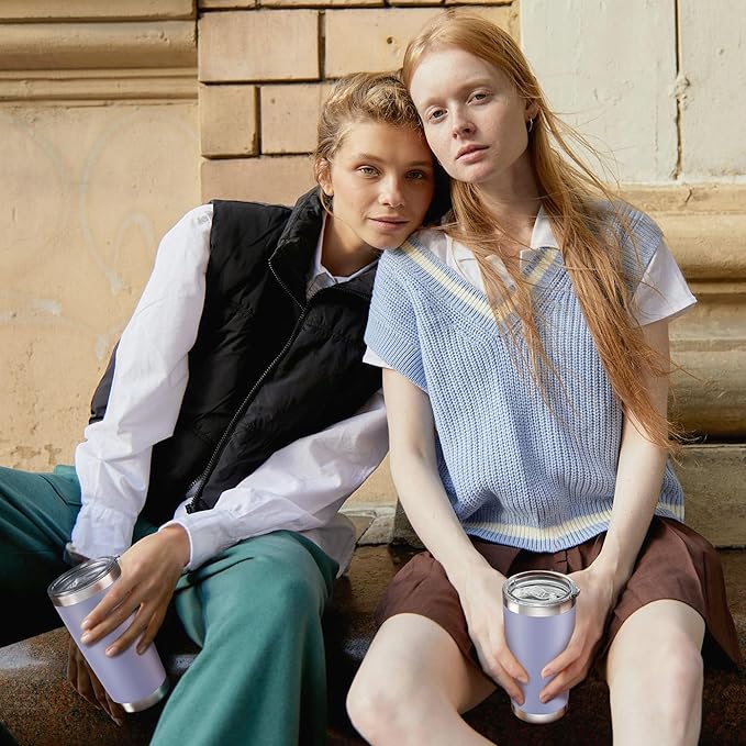 20 oz Tumbler with Lid Stainless Steel Insulated Tumblers Bulk Double Wall Vacuum Cups Powder Coated Travel Mug Keep Drinks Cold and Hot, Cosmic Lilac, 4 Pack