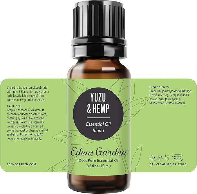 Edens Garden Yuzu & Hemp Essential Oil Blend- 100% Pure Premium Grade, Undiluted, Natural, Therapeutic, Aromatherapy, The Best for Diffusing, Skin, Face, Candle 10 ml (.33 fl oz) EdensGarden