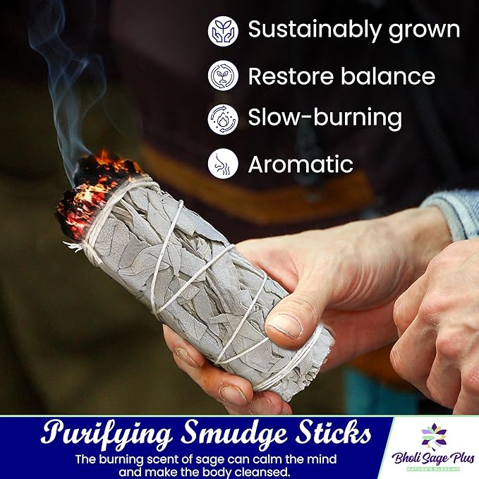 White Sage Sticks Pack of 3, Sage Smudge Kit 4'' Long Dried Sage Sticks for Meditation, Smudging and Cleansing, Getting Rid of Negative Energy - Bloomnest