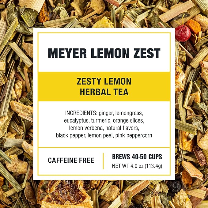 Tiesta Tea - Meyer Lemon Zest, Loose Leaf, Zesty Lemon Herbal Tea, Premium Non-Caffeinated Blend, Makes Hot or Iced & Up to 50 Cups, 4oz Refillable Tin - Bloomnest