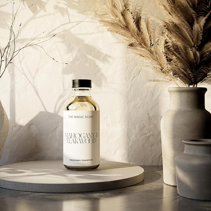 The Magic Scent Mahogany & Teakwood Diffuser Oil - Hotel & Home Luxury Scents Inspired by Abercrombie & Fitch - Diffuser Oil Scents for Home Designed for Use in All Diffusers - 4 fl oz, 120 mL - Bloomnest